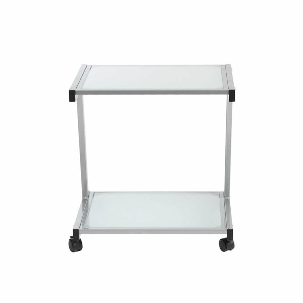 Gracia Frosted Glass Rolling Printer Cart Silver GR3096552